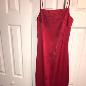 Red dress with beading